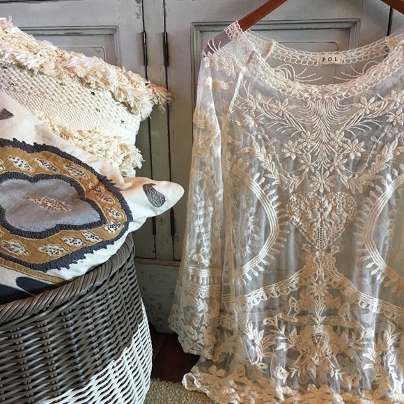 Bohemian Lace Crochet  Long Sleeve Festival Blouse - Picture 2 of 4